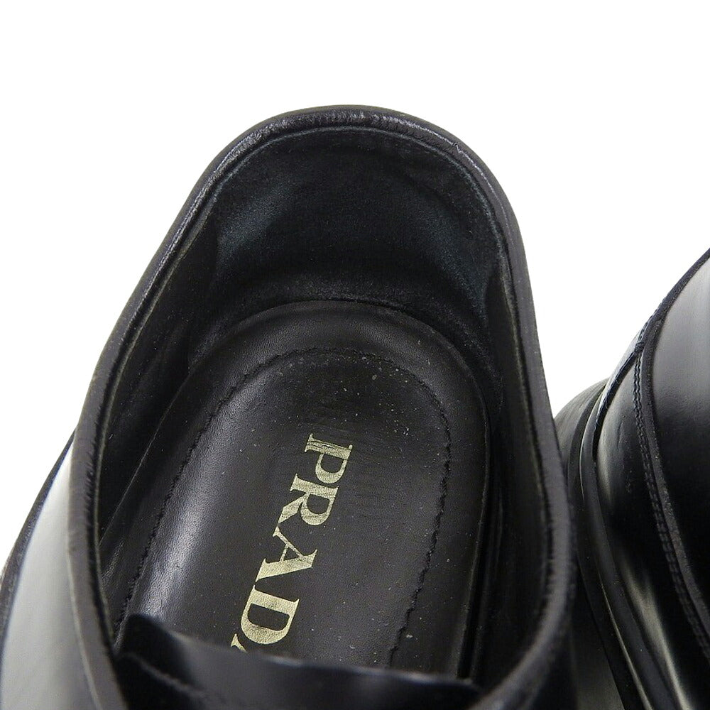 PRADA 15AW Leather Brushed Calfskin Sneakers Black Size 10