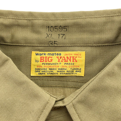 BIG YANK 70's Beige Long Sleeve Work Shirt Size XL