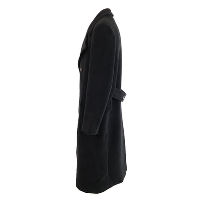 HERMES '70s Wool Double Chesterfield Coat Black Size 50