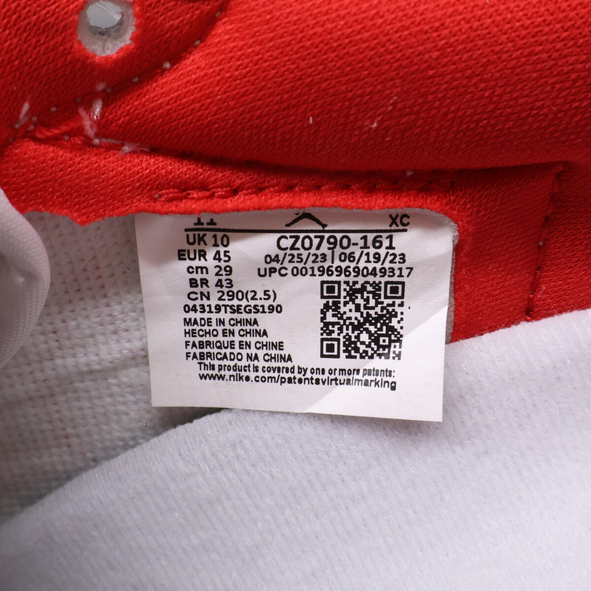 NIKE Air Jordan 1 Retro Low OG Sneakers White/Red Size 11