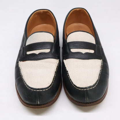 J.M. WESTON 180 Last Leather Loafers Black/White Size 6.5D