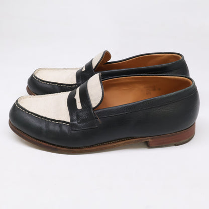J.M. WESTON 180 Last Leather Loafers Black/White Size 6.5D
