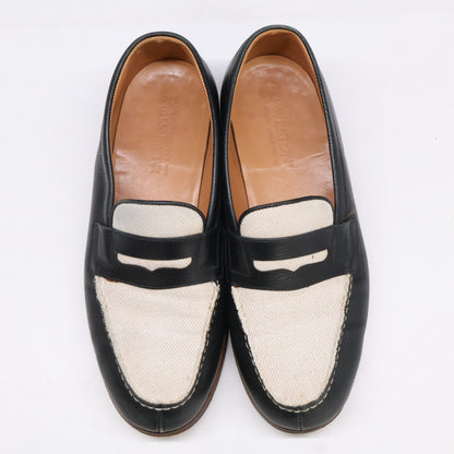 J.M. WESTON 180 Last Leather Loafers Black/White Size 6.5D