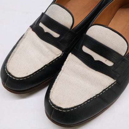 J.M. WESTON 180 Last Leather Loafers Black/White Size 6.5D