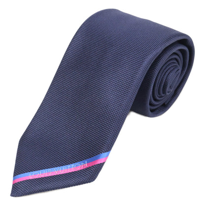 LOUIS VUITTON LV Bottom Stripe Silk Tie Navy Size ONE SIZE