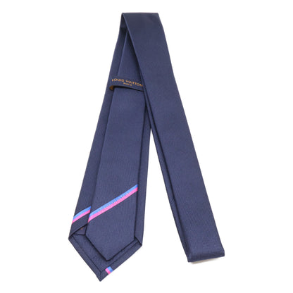 LOUIS VUITTON LV Bottom Stripe Silk Tie Navy Size ONE SIZE