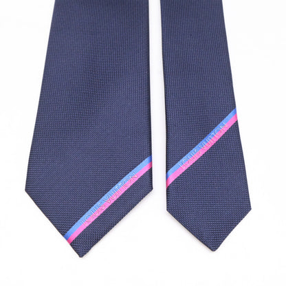 LOUIS VUITTON LV Bottom Stripe Silk Tie Navy Size ONE SIZE