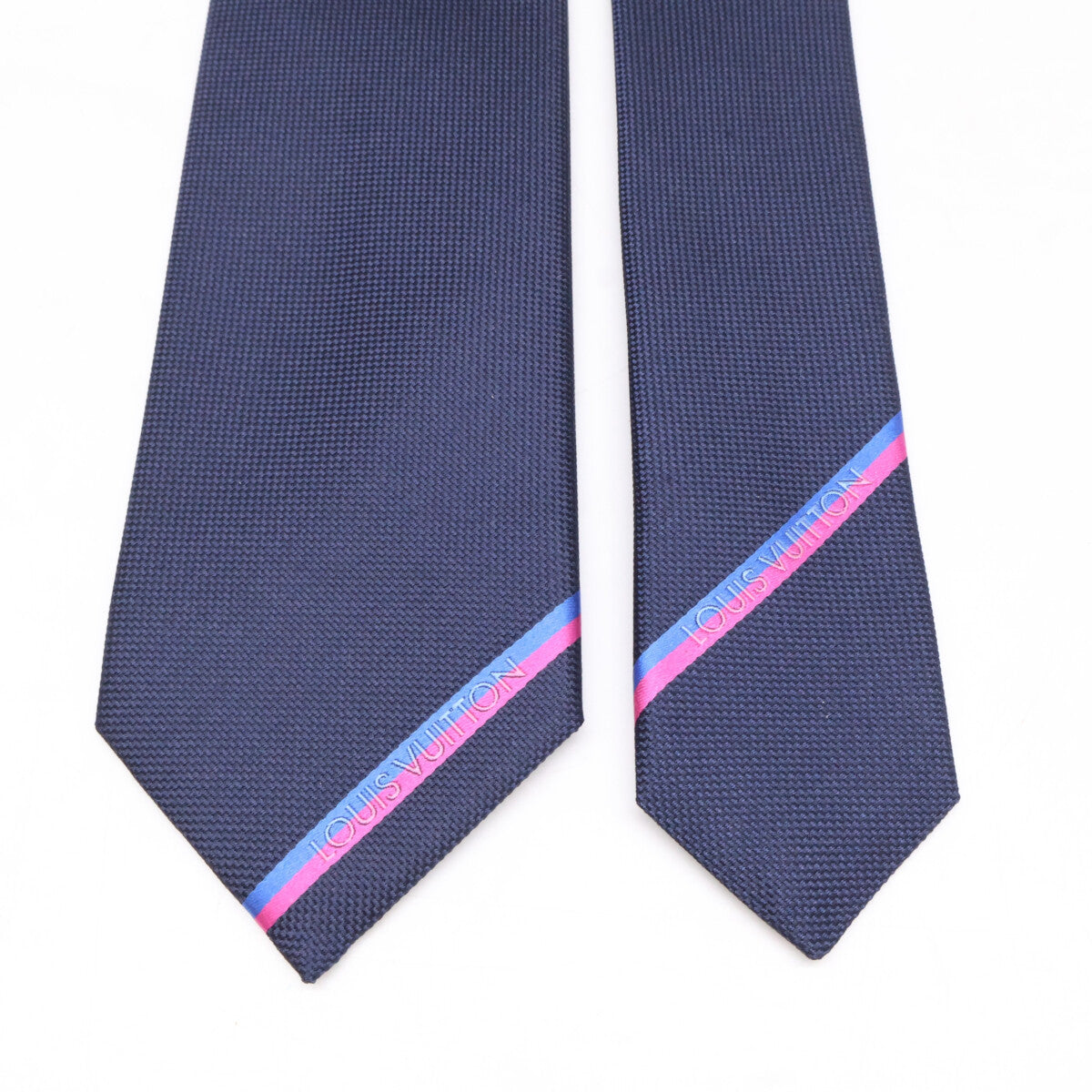 LOUIS VUITTON LV Bottom Stripe Silk Tie Navy Size ONE SIZE