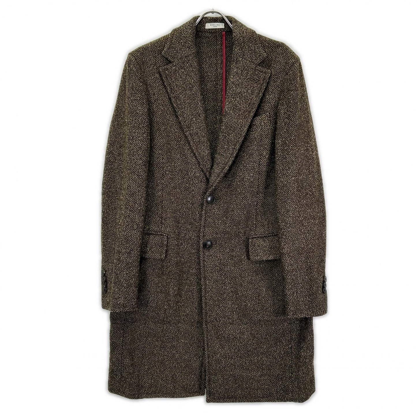 BOGLIOLI K.Jacket Herringbone Wool Coat Brown Size 46