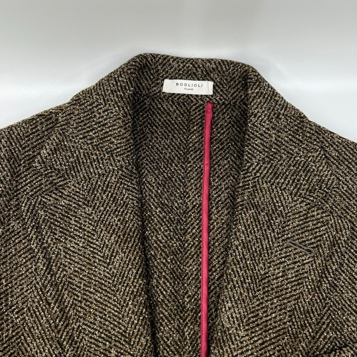 BOGLIOLI K.Jacket Herringbone Wool Coat Brown Size 46