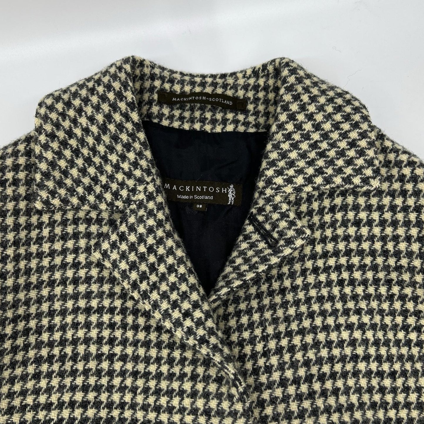MACKINTOSH Houndstooth Wool Coat Beige/Black Size 38