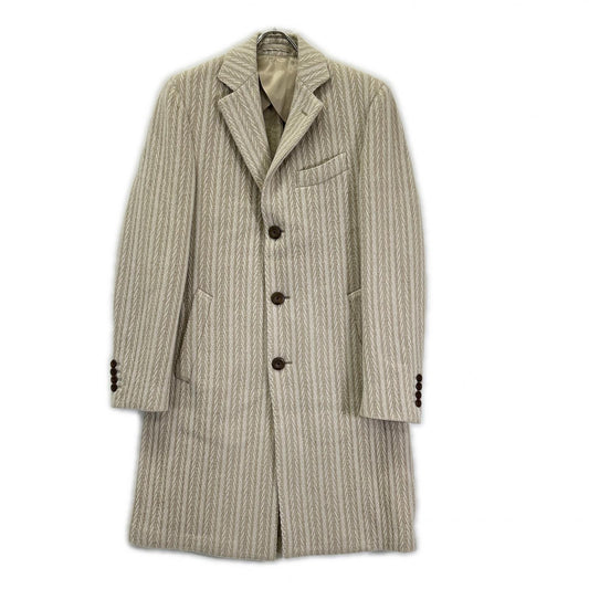LARDINI Single 3B Wool Chesterfield Coat White Size 48