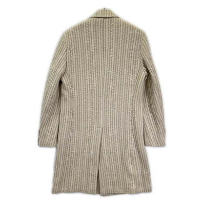 LARDINI Single 3B Wool Chesterfield Coat White Size 48
