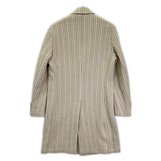 LARDINI Single 3B Wool Chesterfield Coat White Size 48
