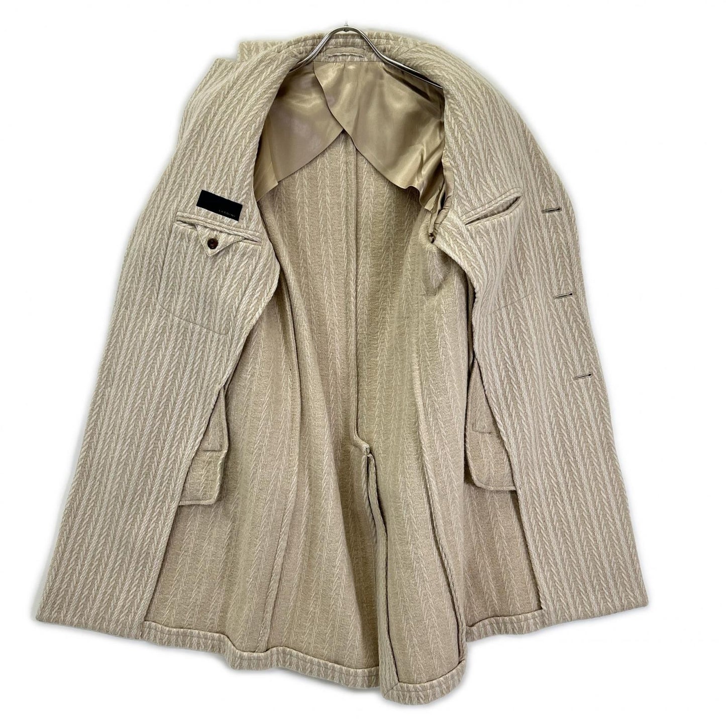 LARDINI Single 3B Wool Chesterfield Coat White Size 48