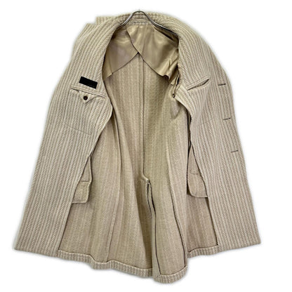 LARDINI Single 3B Wool Chesterfield Coat White Size 48