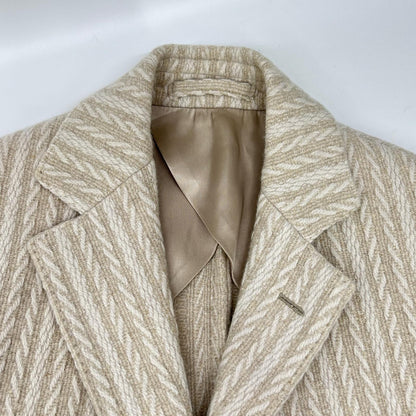 LARDINI Single 3B Wool Chesterfield Coat White Size 48