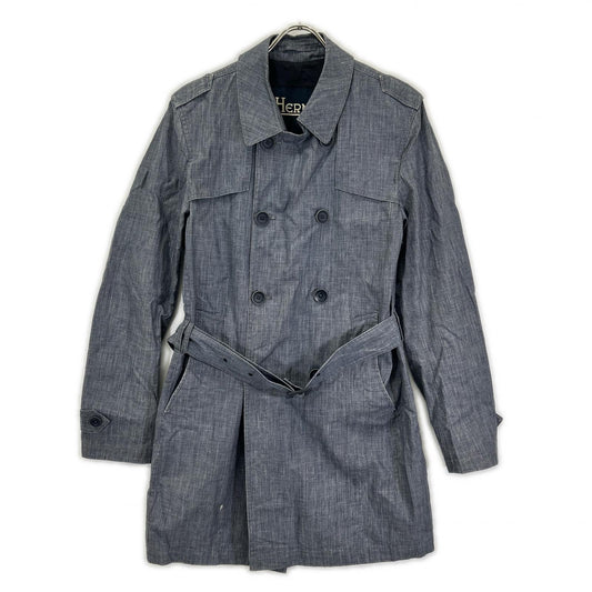 HERNO IM0126U Trench Coat Blue Cotton Size 46