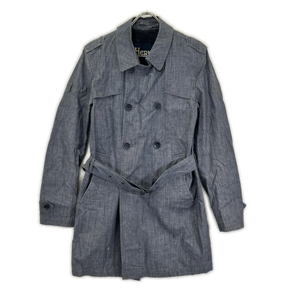 HERNO IM0126U Trench Coat Blue Cotton Size 46