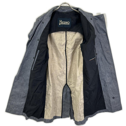 HERNO IM0126U Trench Coat Blue Cotton Size 46