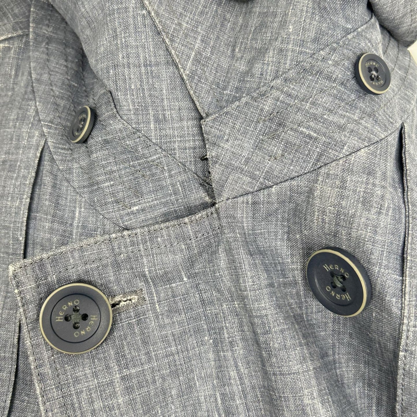 HERNO IM0126U Trench Coat Blue Cotton Size 46