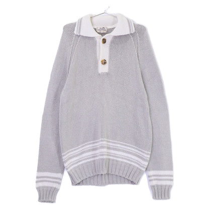 HERMES Cashmere Blend Low-Gauge Sweater Gray Size L