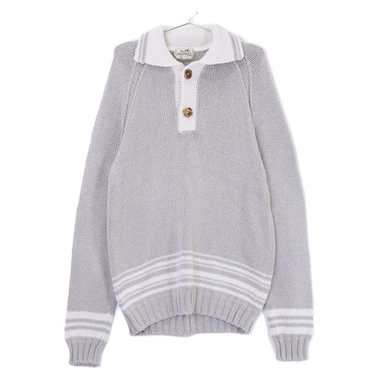 HERMES Cashmere Blend Low-Gauge Sweater Gray Size L