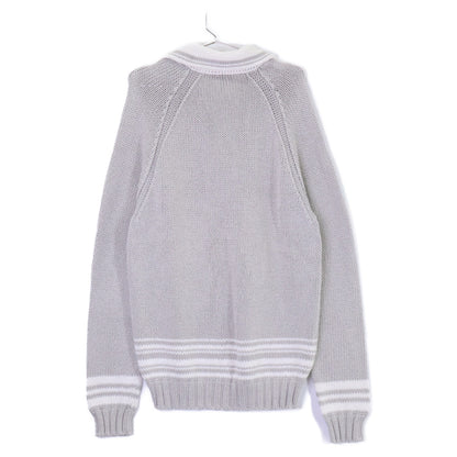 HERMES Cashmere Blend Low-Gauge Sweater Gray Size L