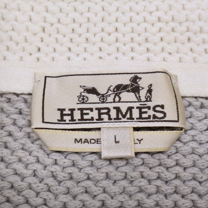 HERMES Cashmere Blend Low-Gauge Sweater Gray Size L