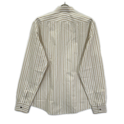 HERMES Striped Long Sleeve Shirt Beige/White Size 41/16