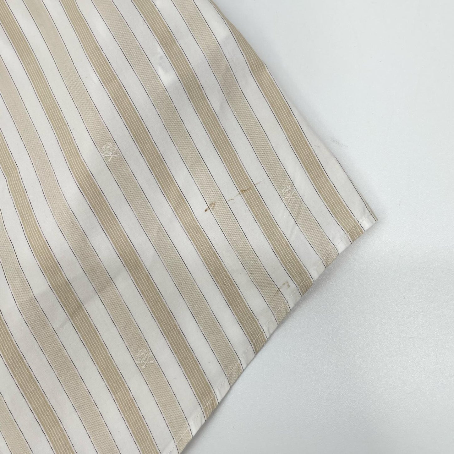 HERMES Striped Long Sleeve Shirt Beige/White Size 41/16
