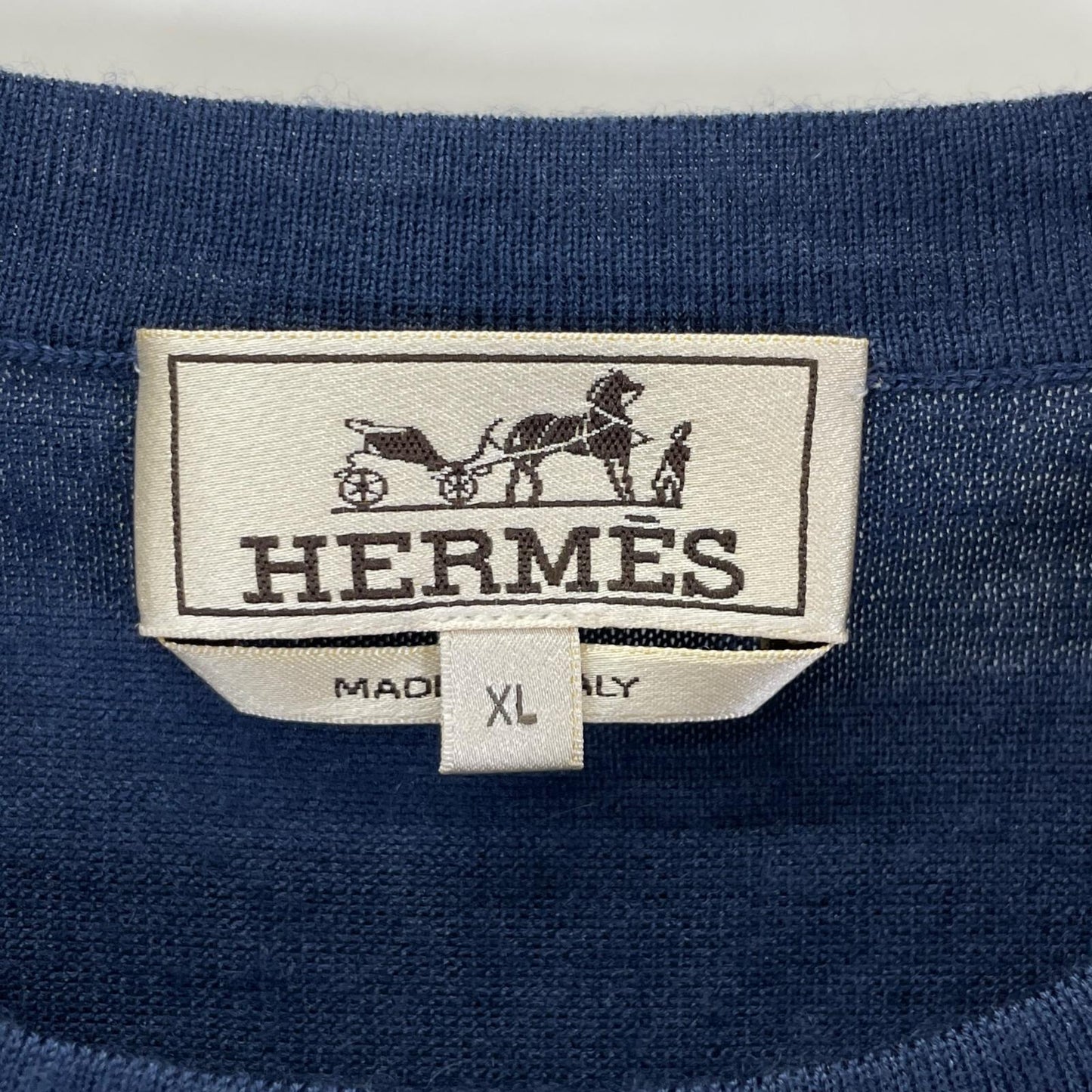 HERMES Blue/Black Long Sleeve T-Shirt Size XL