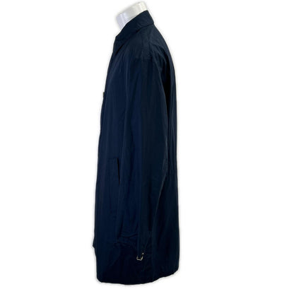 HERMES Cotton Drawcord Stand Collar Coat Navy Size 48