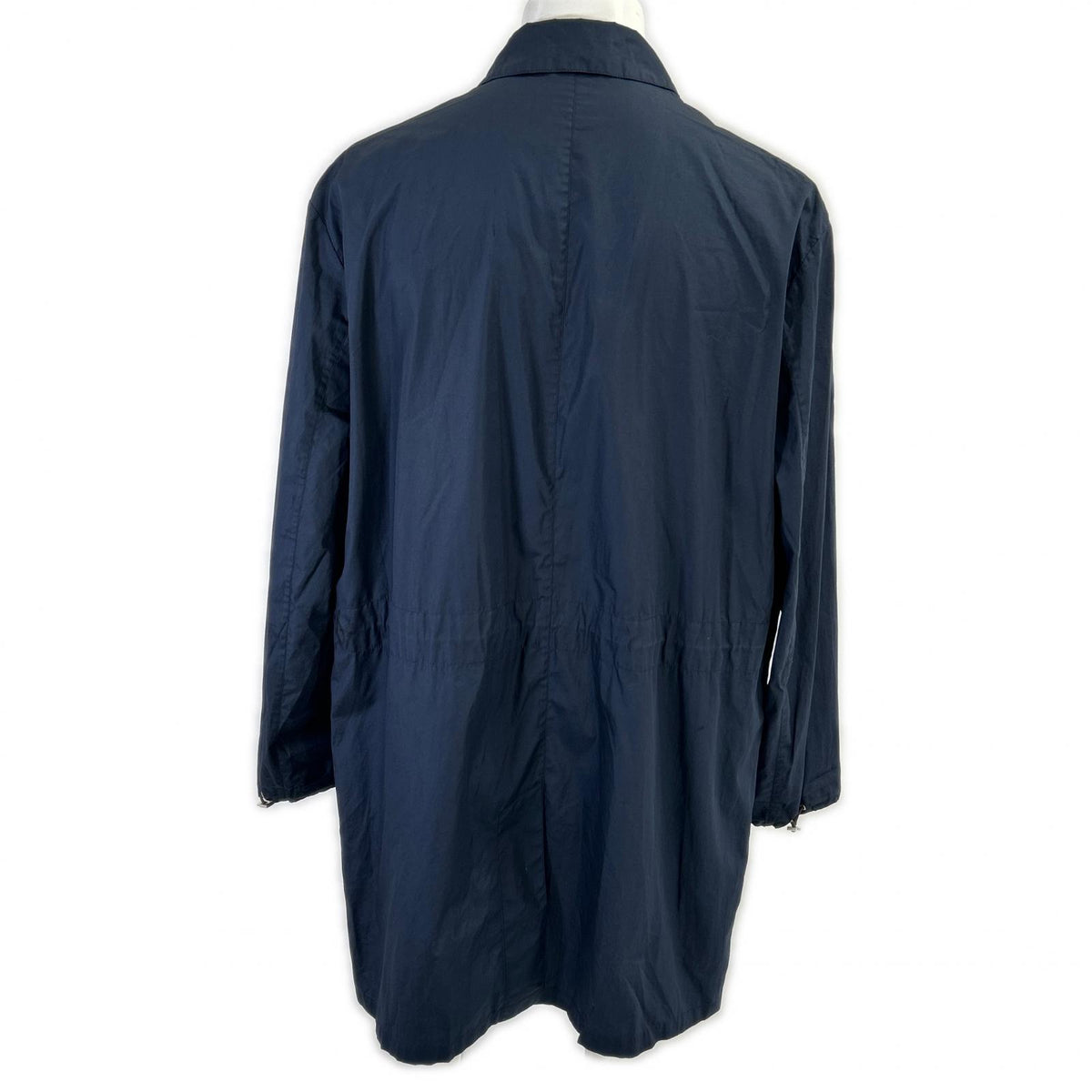 HERMES Cotton Drawcord Stand Collar Coat Navy Size 48