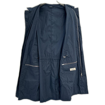 HERMES Cotton Drawcord Stand Collar Coat Navy Size 48