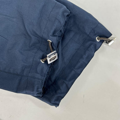 HERMES Cotton Drawcord Stand Collar Coat Navy Size 48