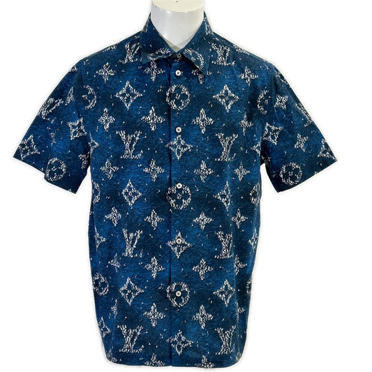 LOUIS VUITTON Monogram Print Short Sleeve Shirt Size M