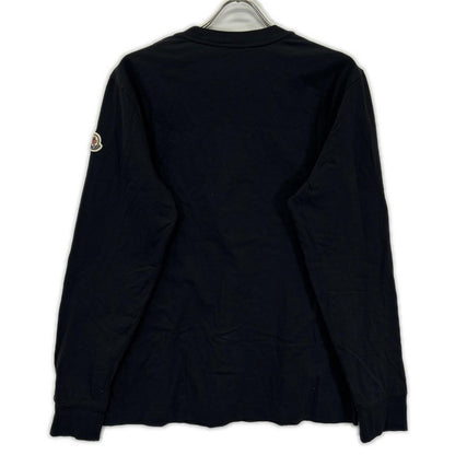 MONCLER Long Sleeve Logo Embroidered Long Sleeve T-Shirt Navy Size S