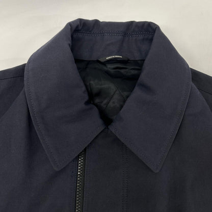 HERMES Lamb Leather Panel Half Coat Navy Size 52
