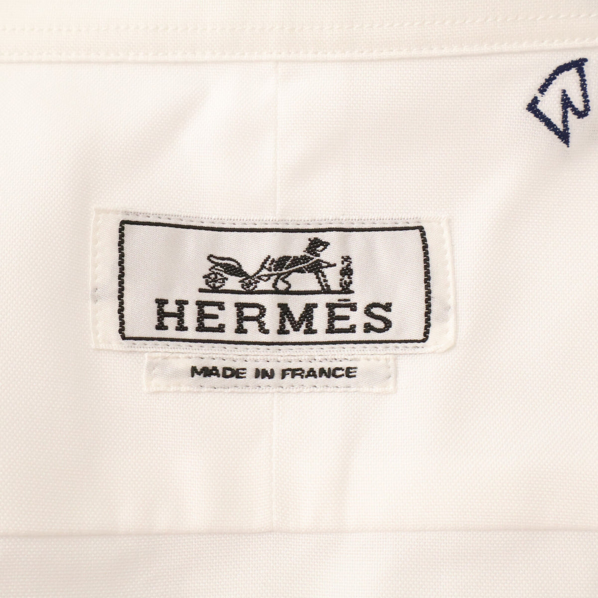 HERMES Motif Embroidered Cotton Long Shirt White Size 41