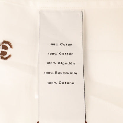 HERMES Motif Embroidered Cotton Long Shirt White Size 41