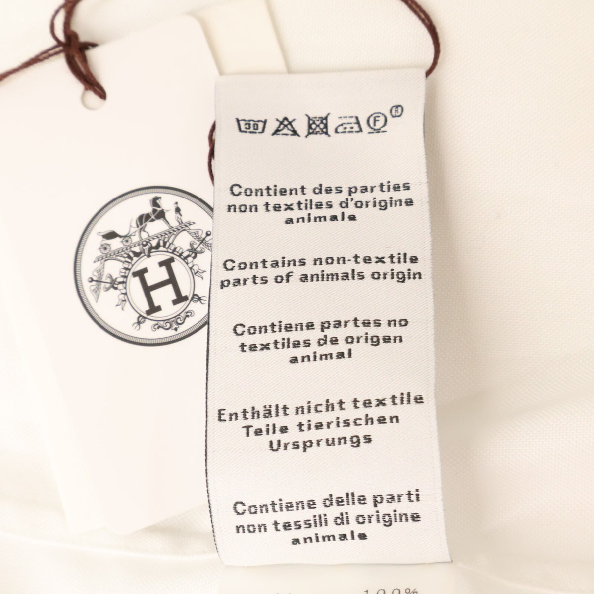 HERMES Motif Embroidered Cotton Long Shirt White Size 41