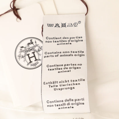 HERMES Motif Embroidered Cotton Long Shirt White Size 41
