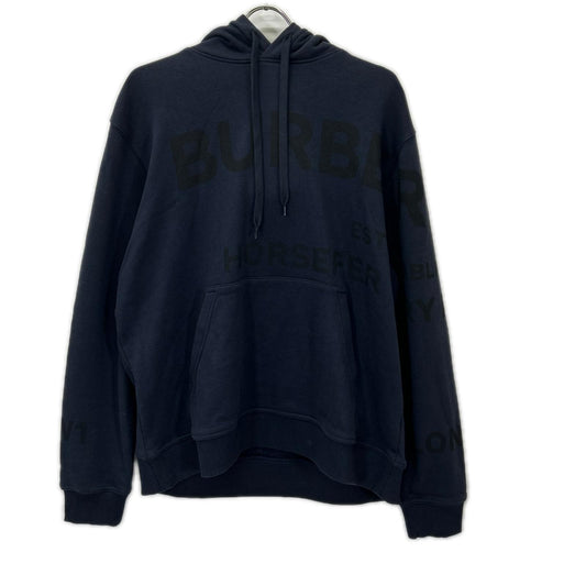 BURBERRY Horseferry Print Cotton Hoodie Dark Navy Size M