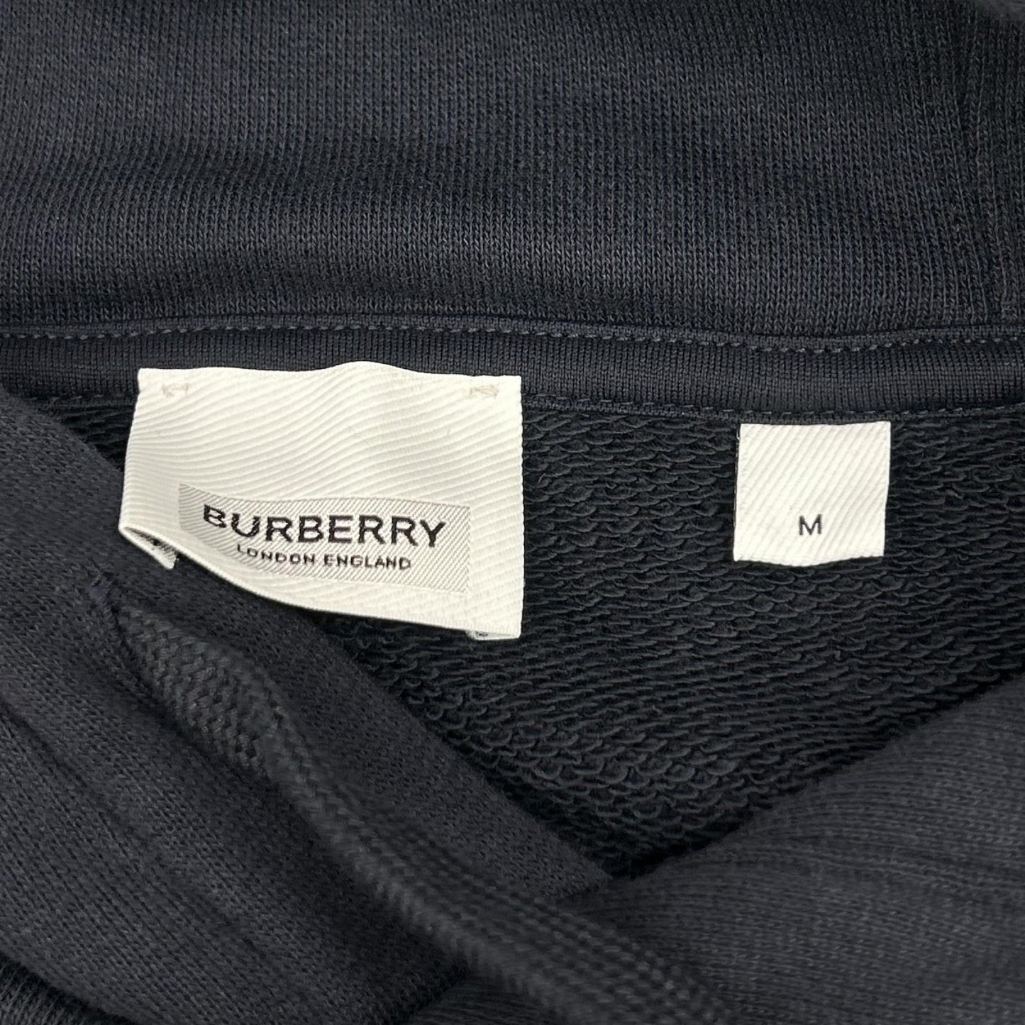 BURBERRY Horseferry Print Cotton Hoodie Dark Navy Size M