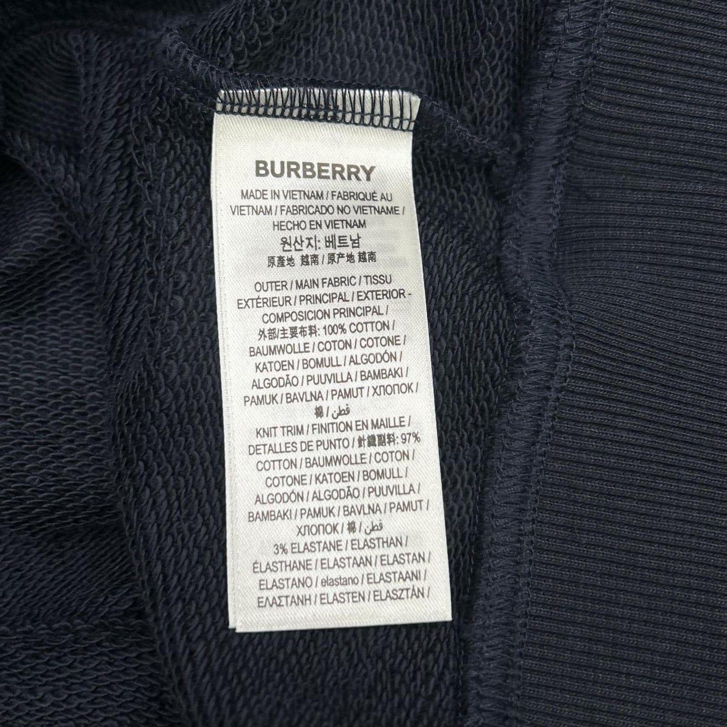 BURBERRY Horseferry Print Cotton Hoodie Dark Navy Size M