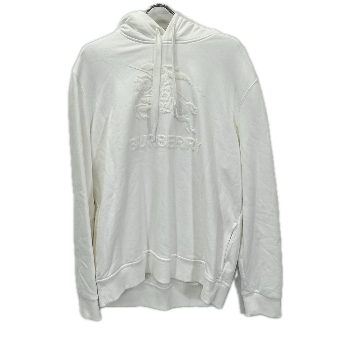 BURBERRY White Raynerbridge EKD Logo Cotton Hoodie Size L