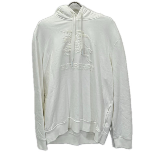 BURBERRY White Raynerbridge EKD Logo Cotton Hoodie Size L