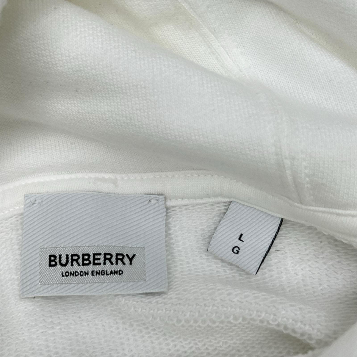 BURBERRY White Raynerbridge EKD Logo Cotton Hoodie Size L