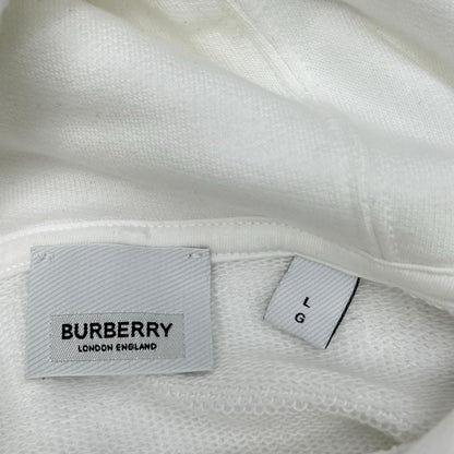BURBERRY White Raynerbridge EKD Logo Cotton Hoodie Size L